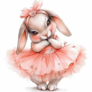 6pc Bunny Ballerina Prints